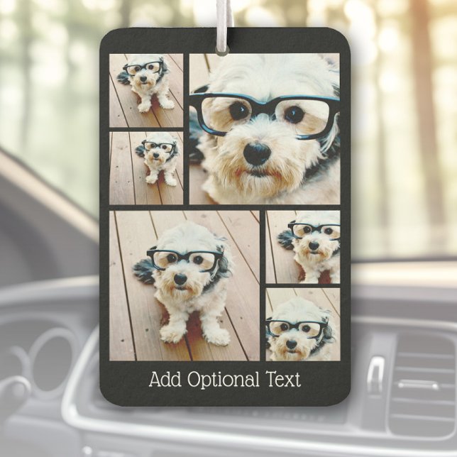 Ambientador 6 Collage de fotos - negro funky patrón (Custom Air Freshener with Photo Collage)