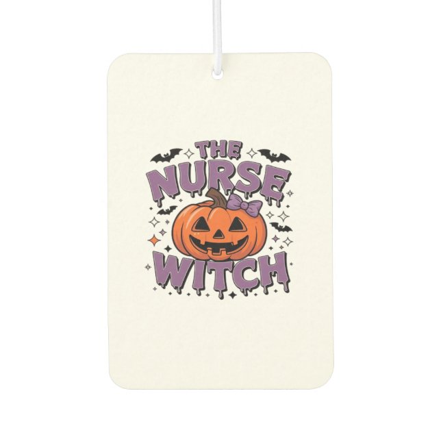 Ambientador A playful design featuring a pumpkin witch with a  (Anverso)