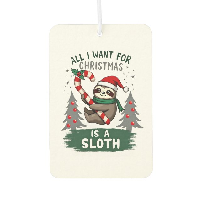 Ambientador A Sloth For Christmas. Cute, Christmas Sloth With  (Anverso)