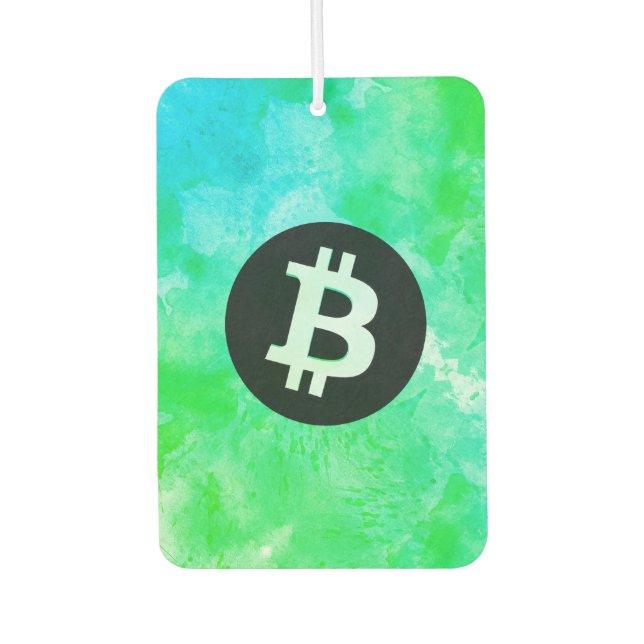 Ambientador Acuarela de Bitcoin (Estilo $ - Green Day) (Anverso)