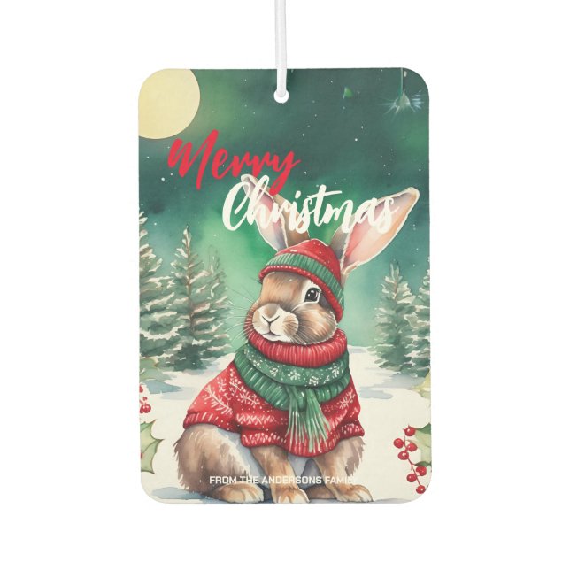 Ambientador Acuarela moderna conejo conejo árbol de Navidad Ni (Anverso)