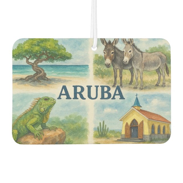 Ambientador Acuarela multivista de Aruba (Anverso)