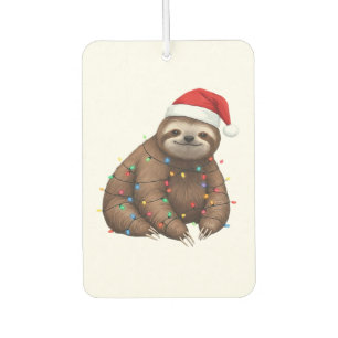 Ambientador Adorable Perezoso Envuelto en Luces Navideñas Clás