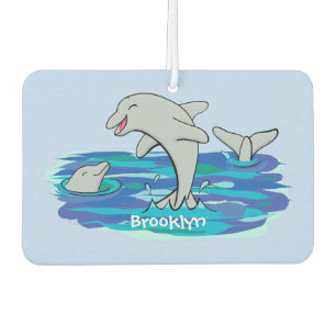 Ambientador Adorables delfines felices ilustracion personaliza