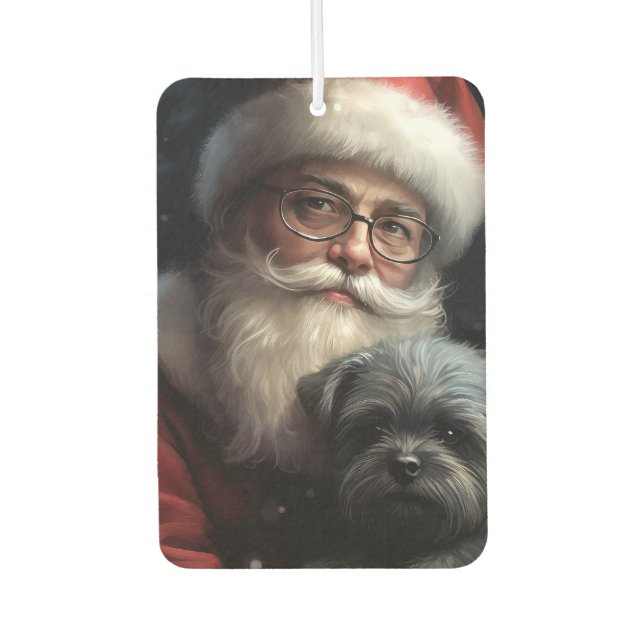 Ambientador Affenpinscher con Navidades festivos de Santa Clau (Anverso)