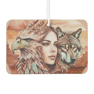 Ambientador Águila - Mujer - Lobo - acuarela arte 1 - Diversió