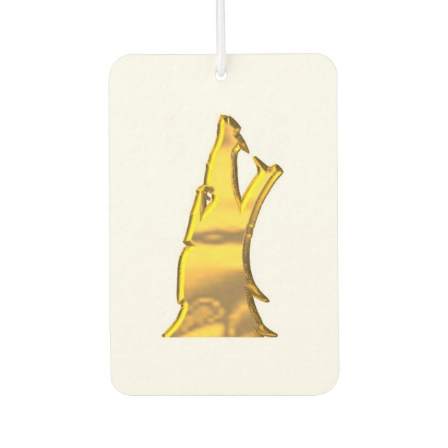 Ambientador Aire fresco para coche blanco Golden Wolf Head (Anverso)