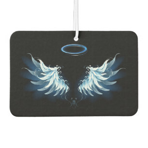Ambientador Alas del Ángel Azul brillante sobre fondo negro