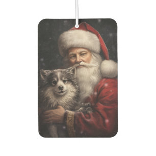 Ambientador Alaskan Malamute con Santa Claus Navidad