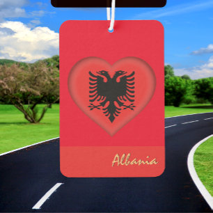 Ambientador Albania, guardaespaldas, corazón, bandera albanesa