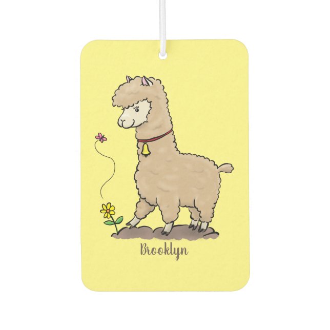 Ambientador Alpaca feliz con personalizado de mariposa (Anverso)