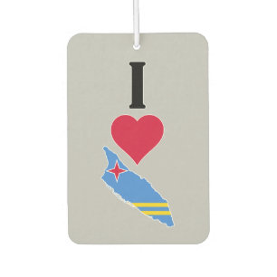 Ambientador Amo Aruba Vertical I Corazón Mapa de la Bandera de