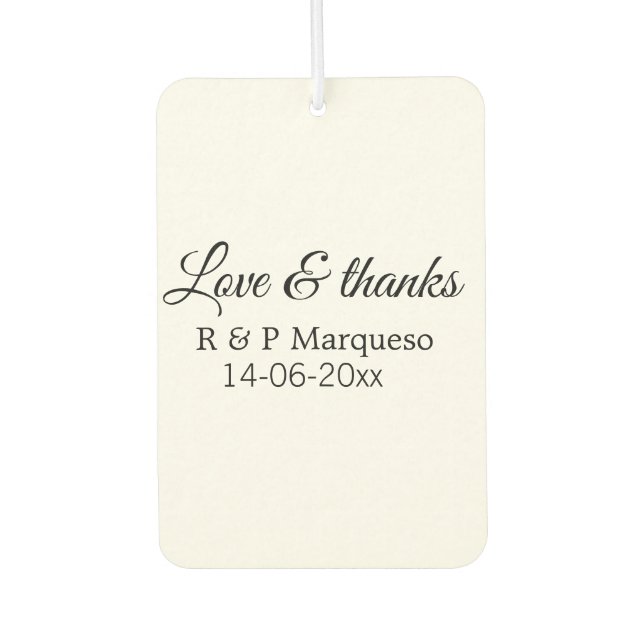 Ambientador Amor y gracias añadir nombre de pareja boda añadir (Anverso)