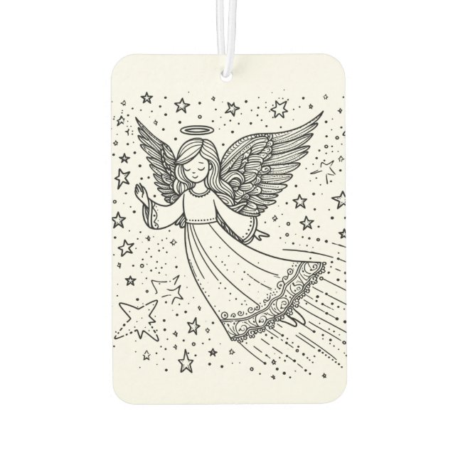 Ambientador Ángel guardián de arte blanco y negro (Reverso)