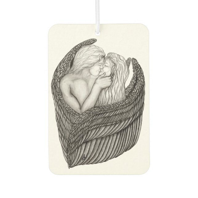 Ambientador Angels Kissing , diseño en blanco y negro (Anverso)