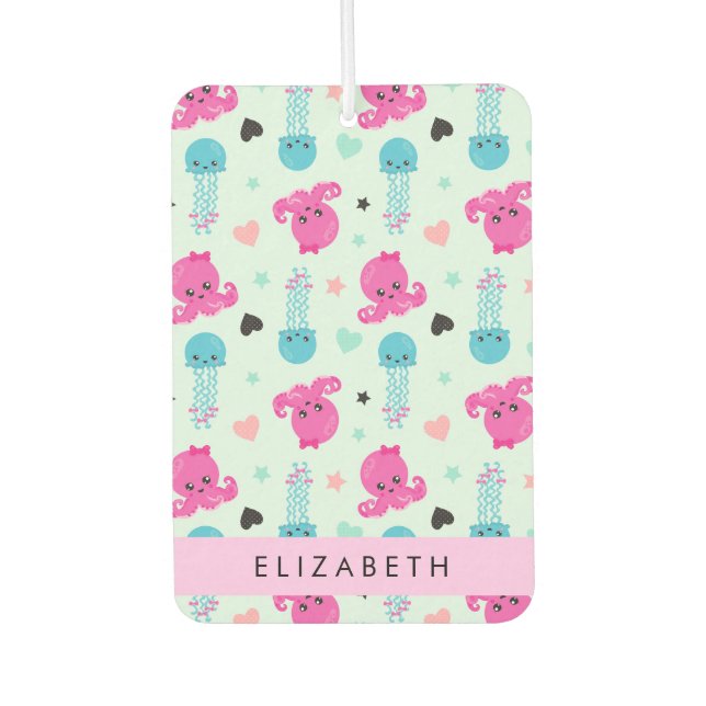 Ambientador Animales marinos, pulpo, medusas, corazón, tu nomb (Anverso)