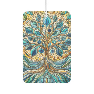 Ambientador Árbol de la Vida Mosaico de Vidrio Roto Azules Acu