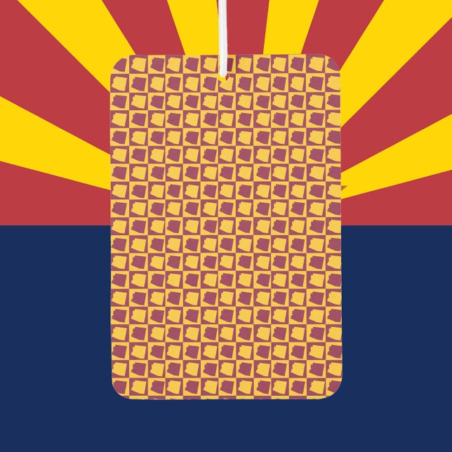 Ambientador Arizona Pop Art Checkerboard Maroon Gold Pattern (A fun air freshener with a maroon and gold checkerboard pattern of Arizona)