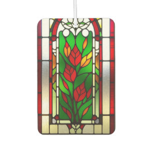 Ambientador Arte de vidrio emplomado elegante Flor Roja