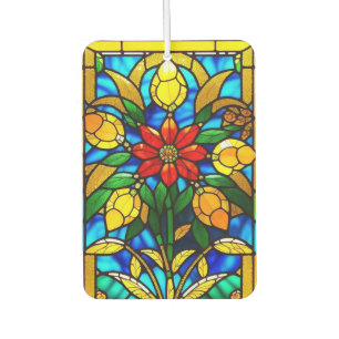 Ambientador Arte de vidrio emplomado elegante Flor Roja