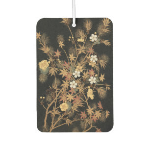 Ambientador Arte Floral de Otoño Vintage Japonés Negro Dorado