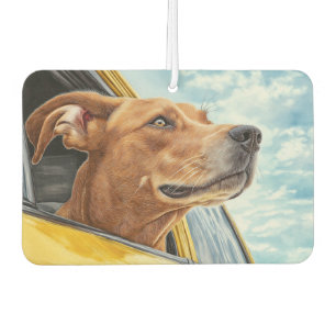 Ambientador Arte impreso de perro feliz en coche amarillo