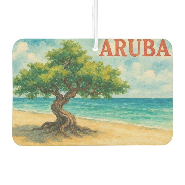 Ambientador Aruba Divi Tree Eagle Beach acuarela (Anverso)