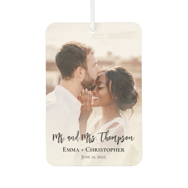 Ambientador Auto personalizado de 2 fotos de recién casados (Anverso)