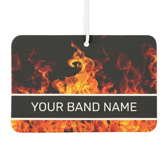 Ambientador Banda de nombres personalizada Merch Flama Rock &  (Anverso)