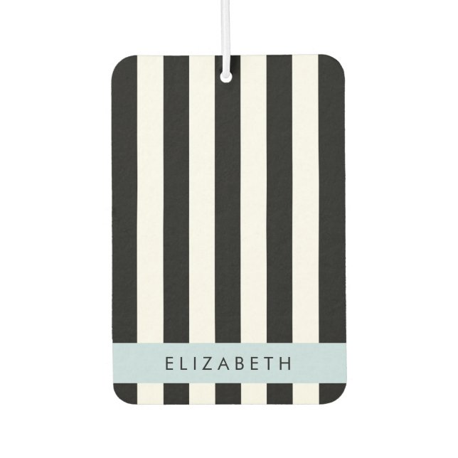 Ambientador Bandas en blanco y negro, rayas, líneas, nombre (Anverso)