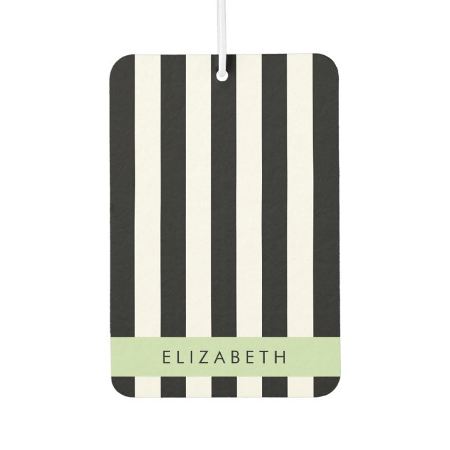 Ambientador Bandas en blanco y negro, rayas, líneas, nombre (Anverso)