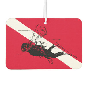 Ambientador Bandera de buzo sumergido con ilustración de buzo