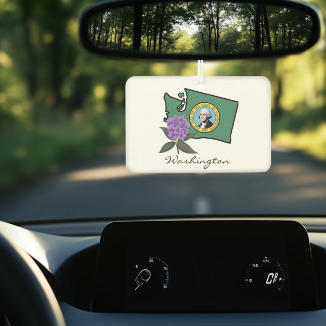 Ambientador Bandera de Washington y Flor Pacífico Rododendros (Subido por el creador)