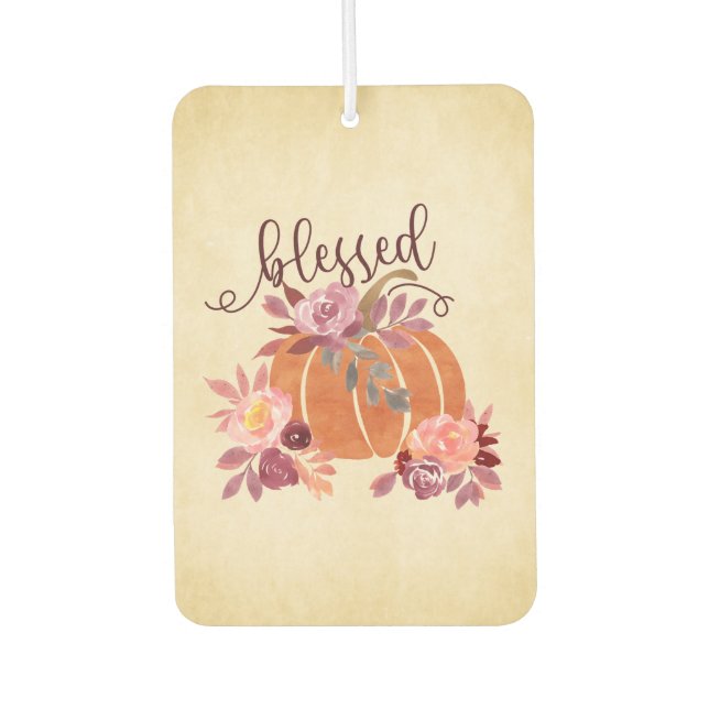 Ambientador Bendita - Calabaza de otoño con flores rosas (Anverso)