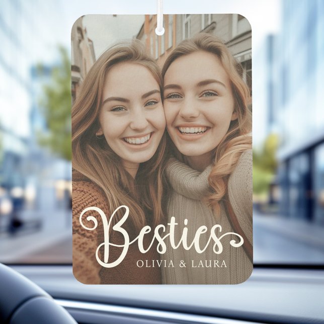 Ambientador Besties mejores amigos nombres personalizados foto (Besties best friends custom names photo air freshener)