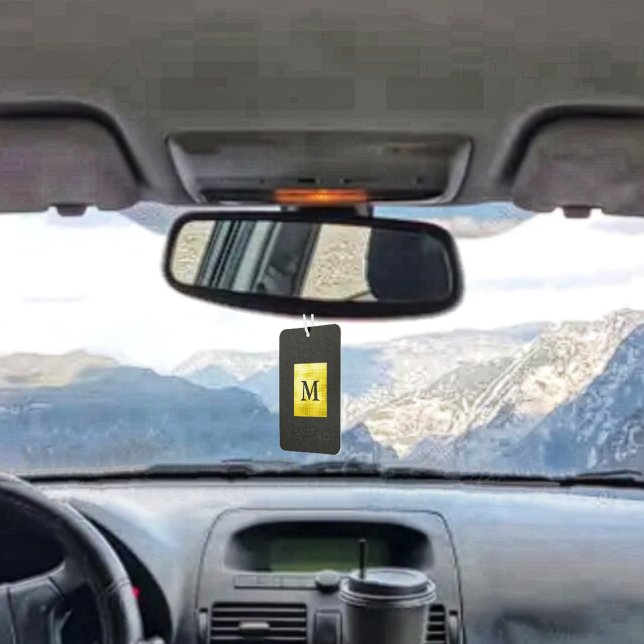 Ambientador Black-II con paneles de oro (This Gold-Paneled Black-II Air Freshener, ìs two-sided with two, different monogram initials!)