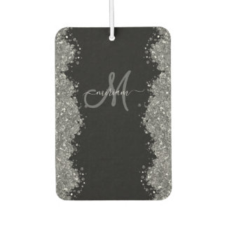 Ambientador Black Silver Faux Glitter Grey Modern Monogram