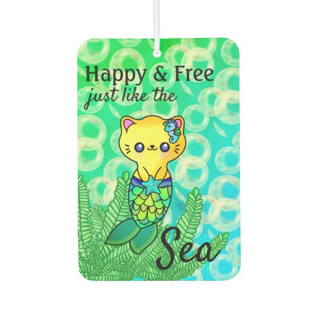 Ambientador Bonito Feliz Mermaid Cat Wave Bubble (Anverso)