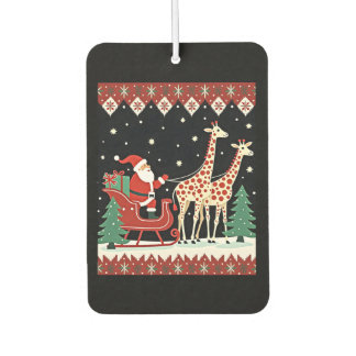 Ambientador Boys Girls Santa Claus Riding Giraffe Sleigh Ugly