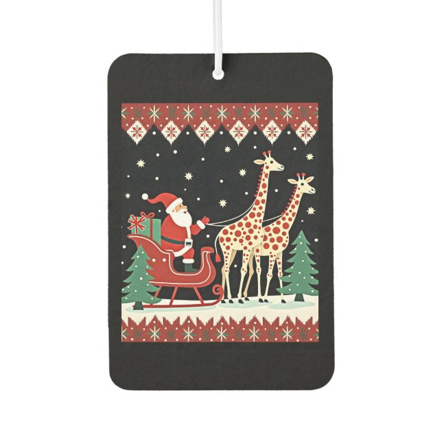 Ambientador Boys Girls Santa Claus Riding Giraffe Sleigh Ugly  (Anverso)