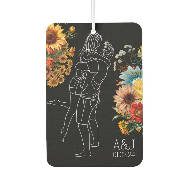Ambientador Brillante Pareja Floral Regalo Aniversario Coche I (Anverso)