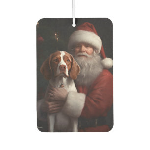 Ambientador Brittany Spaniel Con Santa Claus Navidad