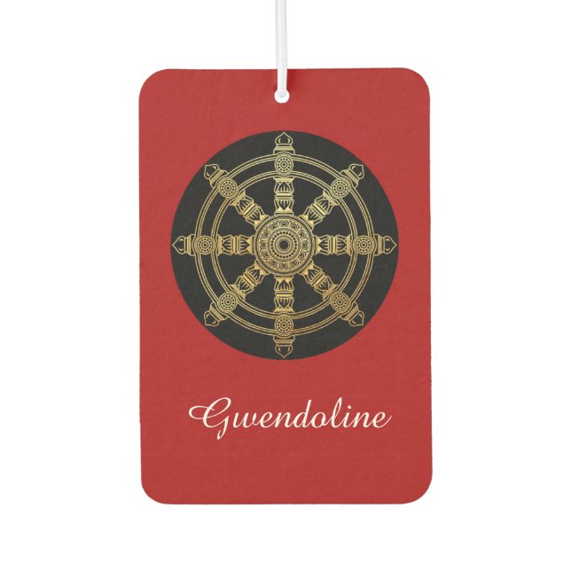 Ambientador Buddhism Golden Dharma Wheel Personalized (Anverso)