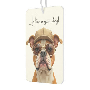 Ambientador Bulldog con gorra beige