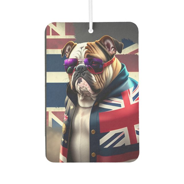 Ambientador Bulldog con Union Jack Jacket (Anverso)