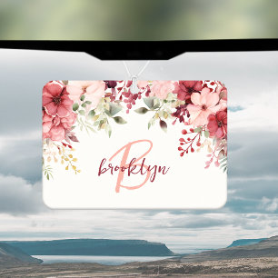 Ambientador Burgundy Floral Monograma en Script Rosa Rubor