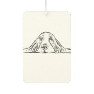 Ambientador cachorro de ojos simples negro y blanco de basset