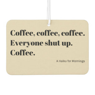 Ambientador Café Haiku por las mañanas tipografía negra