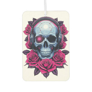Ambientador Calavera de cibermuerte neonatal y Rosas blancos