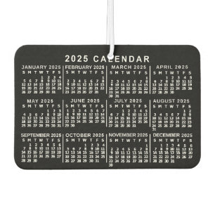 Ambientador Calendario mensual de 2025 Años Clásico Blanco y N